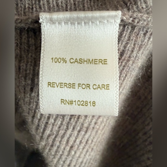 Garnet Hill Ribbed Cashmere Scoop Neck Sweater A-Line Soft Brown Sz L - Picture 8 of 13